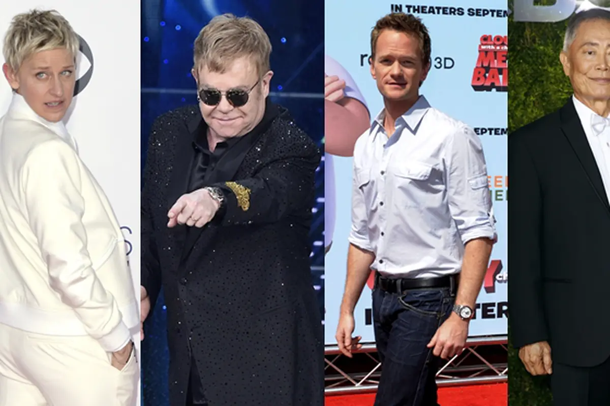 Ellen DeGeneres, Elton John, Neil Patrick Harris, dan George Takei