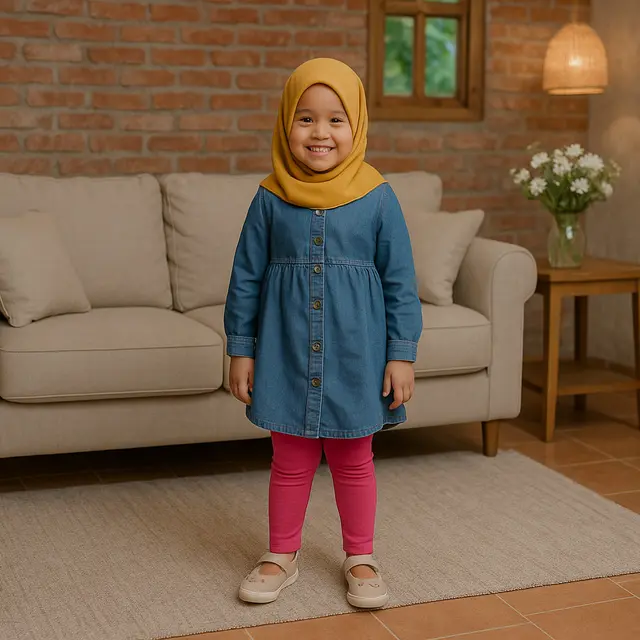 Model Baju Tunik Denim & Legging Warna Cerah: Kasual dan Stylish/via ChatGPT