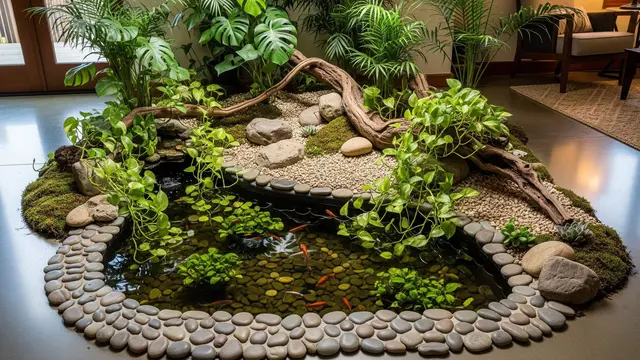 Inspirasi Kolam Ikan dalam Rumah dengan Konsep Taman Kering untuk Hunian Anda