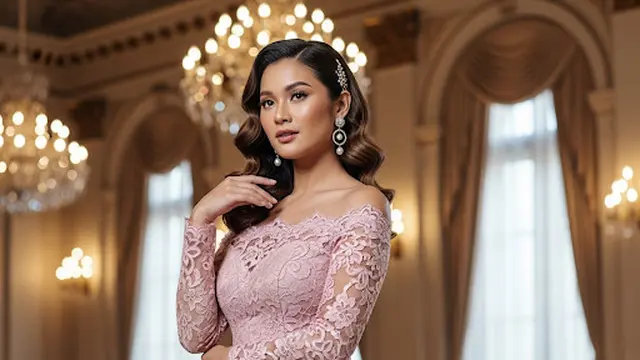 Dress Brokat Off-Shoulder