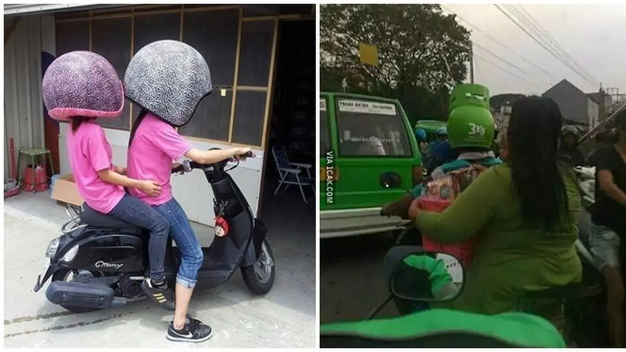 7 Potret Nyeleneh Netizen saat Pakai Helm Ini Bikin Geleng Kepala