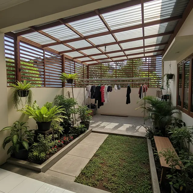 9 Ide Halaman Belakang Multifungsi Tempat Jemur Tetap Cantik, Area Efisien