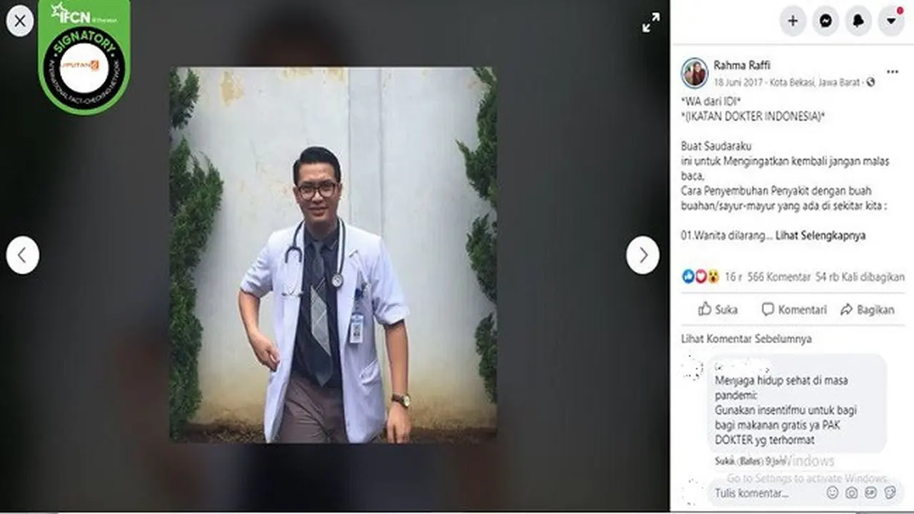 Gambar Tangkapan Layar Pesan Berantai yang Mencatut Nama IDI
