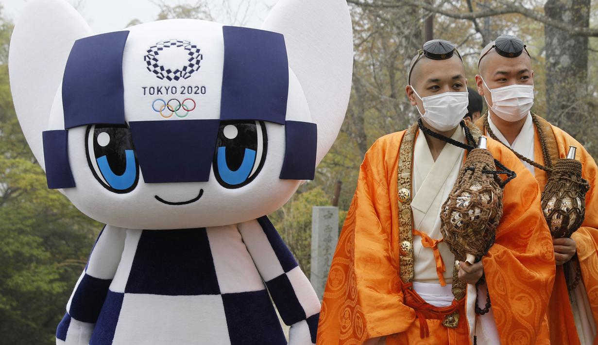 Miraitowa diambil dari dua kata dalam bahasa Jepang. Kata "mirai" berarti masa depan, sementara "towa" adalah keabadian. (Foto:AFP/Kim Kung-Hoon,Pool)