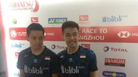 Ganda putra Indonesia, Muhammad Rian Ardianto dan Fajar Alfian, di Indonesia Masters 2019. (Bola.com/Benediktus Gerendo Pradigdo)