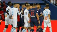 Aksi Neymar di lapangan pada laga Ligue 1 Prancis antara Paris Saint-Germain dan Marseille di Parc des Princes di Paris, Prancis, Minggu, 13 September 2020. (Foto AP / Michel Euler)