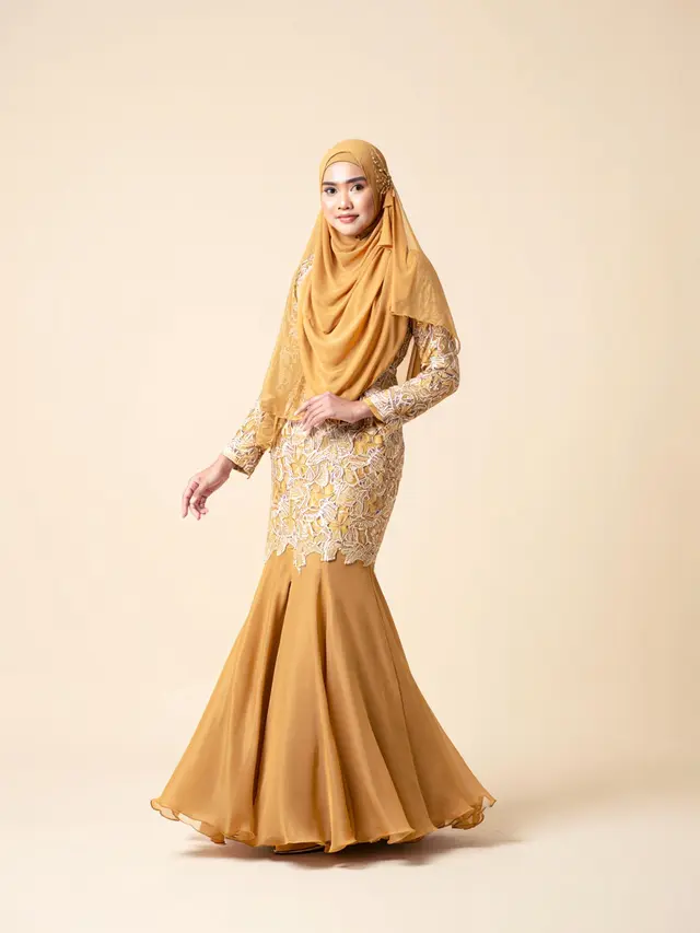 Gamis Brokat Kombinasi Sifon Modern 2025