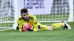 David De Gea. Kiper Manchester United ini adalah seorang striker yang mampu mencetak banyak gol saat berusia di bawah 14 tahun ketika bermain untuk klub masa kecilnya. (AFP/Filippo Monteforte)