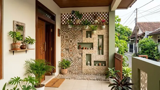 Desain Teras Rumah Kecil Tanpa Kursi