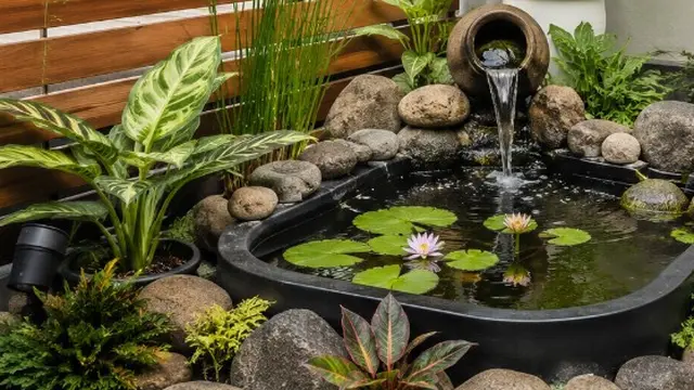 Cara Membuat Kolam Mini di Sudut Halaman Tanpa Menggali Tanah (AI Generated)