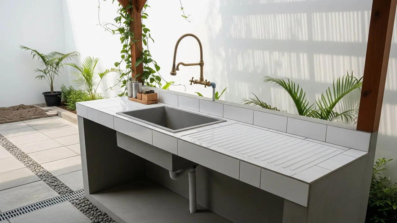 Ide Area Cuci Piring Outdoor yang Tidak Becek untuk Rumah Minimalis Anda