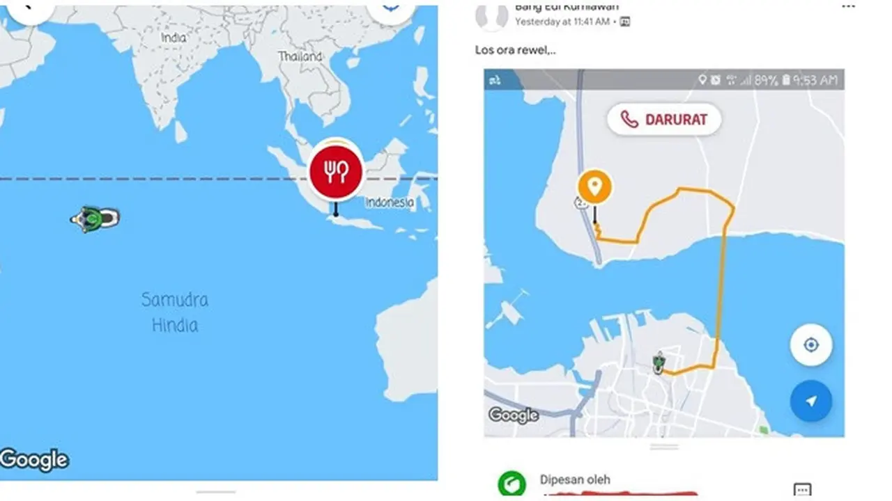 6 Potret Kocak Lokasi Ojol di Map Ini Bikin Mikir Keras