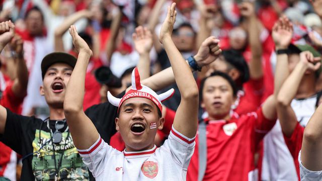 Suporter Timnas Indonesia Penuhi Tribun Suita City Football Stadium