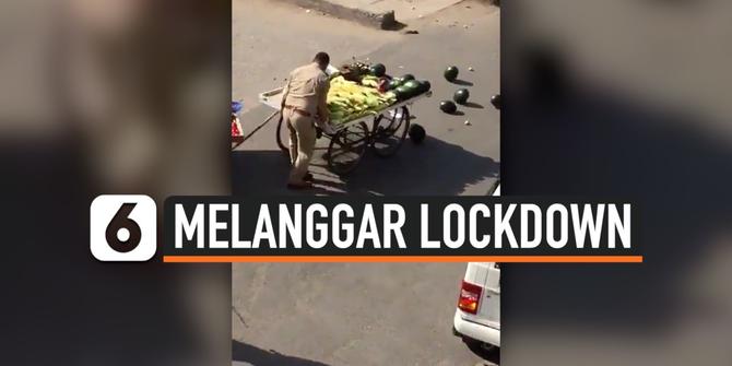 VIDEO: Polisi Gulingkan Gerobak Tukang Sayur yang Dagang saat Lockdown