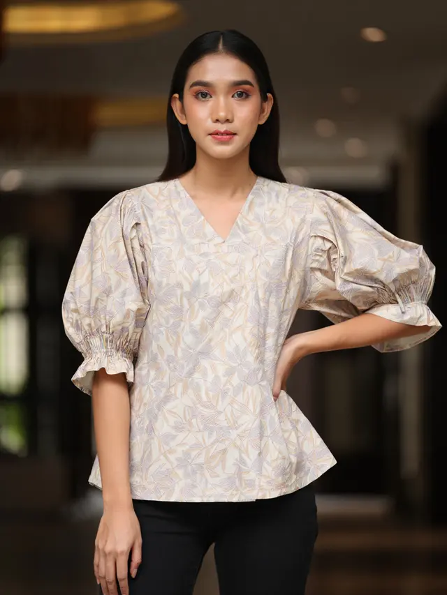 Model Blouse Batik Lengan Kerut Cotton Premium