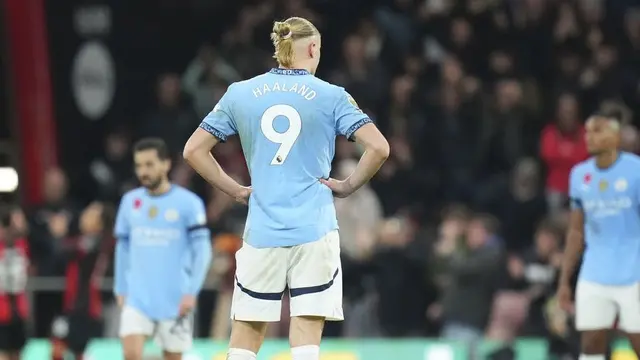 Premier League 2024/25: Pemain Manchester City, Erling Haaland, dalam laga kontra Bournemouth di pekan ke-10 (c) AP Photo/Kirsty Wigglesworth