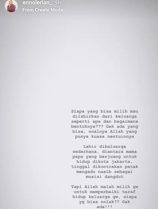 Enno Lerian (dok. Merdeka/instagram/ennolerian_)