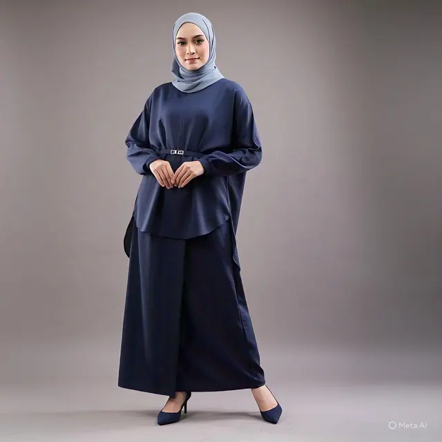 Inspirasi Baju Muslim Warna Navy