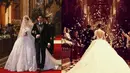 Hannah terlihat sangat cantik dalam balutan gaun pengantin berwarna putih dengan potongan berbentuk hati di bagian belakang. Sementara Jay Chou tampak mempesona mengenakan tuksedo berwarna hitam. (instagram.com/jaychou_fansgroup)