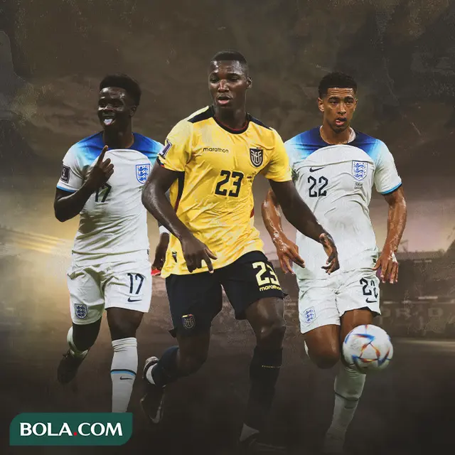 Ilustrasi - Bukayo Saka, Moises Caicedo, Jude Bellingham