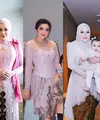 Ashanty dan Sarah Menzel mengenakan kebaya brokat pink dengan middle square neck dipadukan bawahan kain batiknya. [@ashanty_ash].