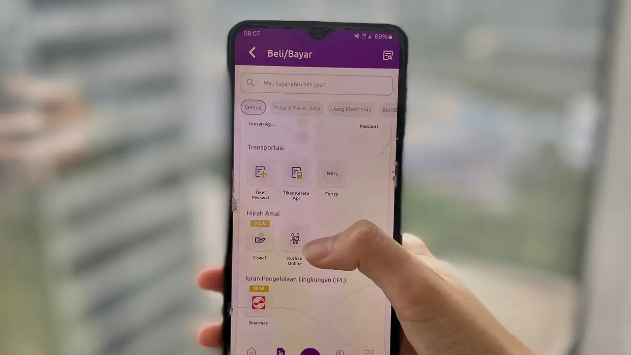 Aplikasi mobile banking Muamalat DIN menawarkan fitur Kurban Online. (Dok Muamalat)