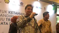 Menteri Koordinator Bidang Perekonomian Airlangga Hartarto dalam energy corner special B35 implementation, di Kantor Kementerian Perekonomian, Selasa (31/1/2023).