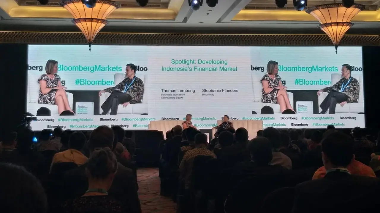 Kepala BKPM, Thomas Lembong memaparkan transformasi ekonomi Indonesia di forum modern market di Nusa Dua, Bali