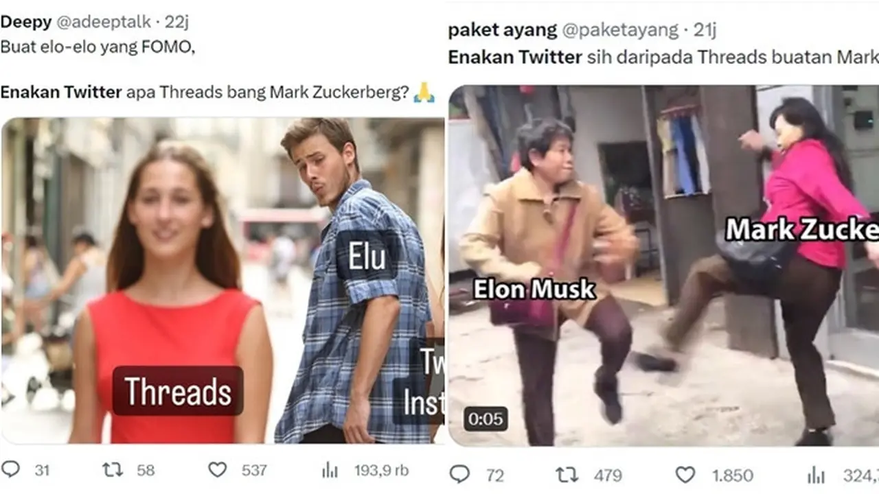 Meme Netizen Bandingin Threads dan Twitter, Kocak dan Bikin Ngakak