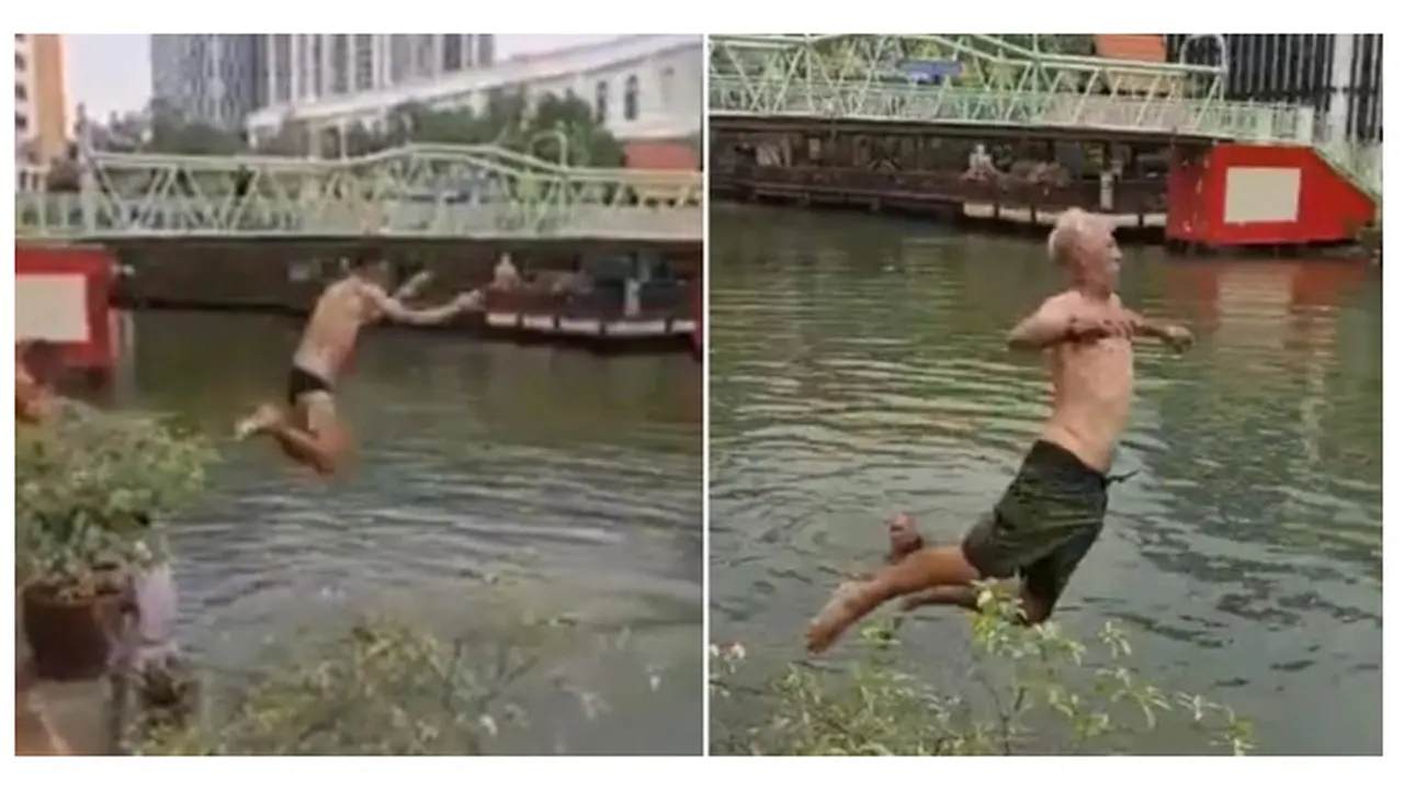 Viral Aksi Kocak Turis Renang di Sungai yang Tercemar Ini Bikin Geleng Kepala