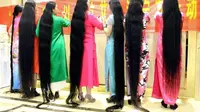 Perempuan-perempuan berambut panjang di Cina ini berencana menyumbangkan rambut panjang mereka untuk kepedulian HIV/AIDS
