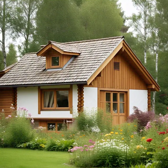 Rumah Kayu Natural Scandinavian: Kombinasi Putih dan Kayu Asli