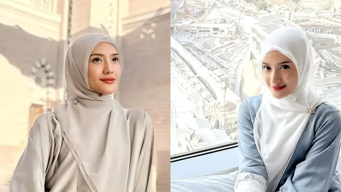 Deretan Gaya Hijab Anissa Aziza Selama Umrah, Anggun Bergaya Syar’i