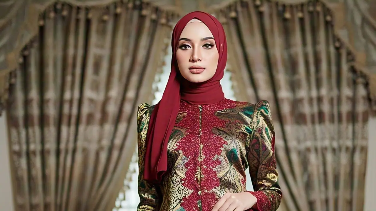 Model Gamis Batik Pesta Kombinasi Brokat