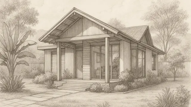 Gambar Sketsa Rumah Mewah bergaya Eropa/via ChatGPT