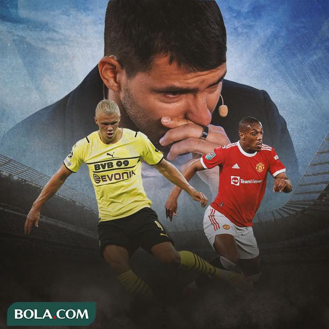 Ilustrasi - Erling Haaland, Sergio Aguero, Anthony Martial