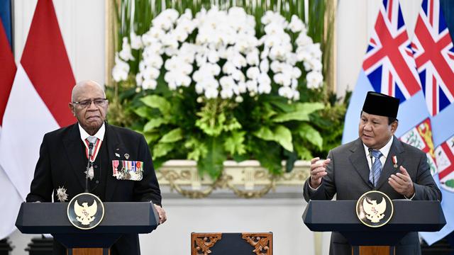Presiden Prabowo Subianto melakukan pertemuan bilateral dengan Perdana Menteri (PM) Fiji, Sitiveni Rabuka di Istana Merdeka Jakarta, Kamis (24/4/2025).