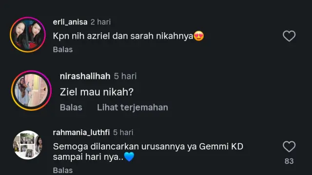 Komentar netizen pada postingan KD di akun instagram pribadi