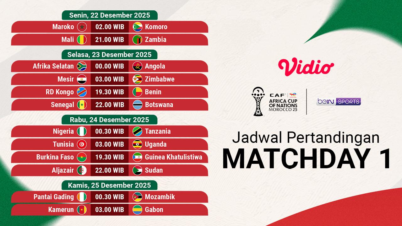 Simak Jadwal Pertandingan 1 AFCON 2025, Tayang Eksklusif di Vidio