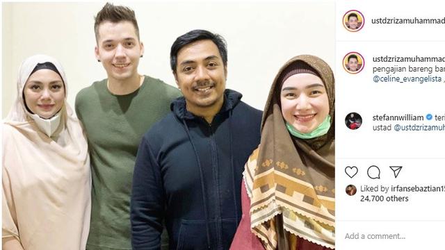 Stefan William - Celine Evangelista - Ustaz Riza Muhammad (Foto: Instagram/@ustdzrizamuhammad)