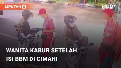 VIDEO: Viral Aksi Wanita Kabur Dengan Santai Setelah Isi BBM di Cimahi