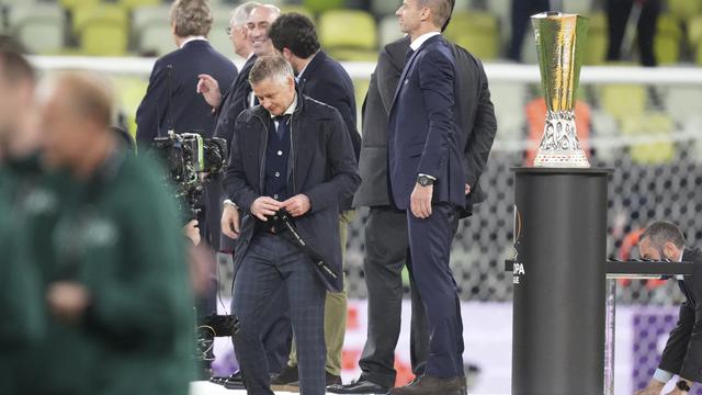 Pelatih Manchester United, Ole Gunnar Solskjaer, setelah timnya gagal menjuarai Liga Europa.