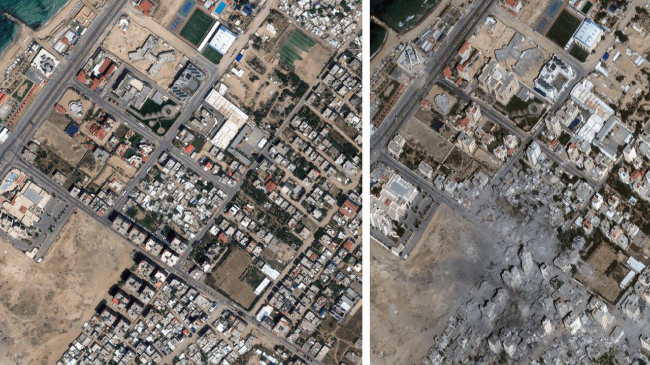 Satu Tahun Genosida, Foto Satelit Perlihatkan Kehancuran Gaza Sebelum dan Sesudah Dibombardir Israel