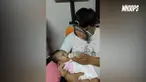 Walau dengan sang ayah, anak ini pasti merasa sedang diberi susu ibunya. 