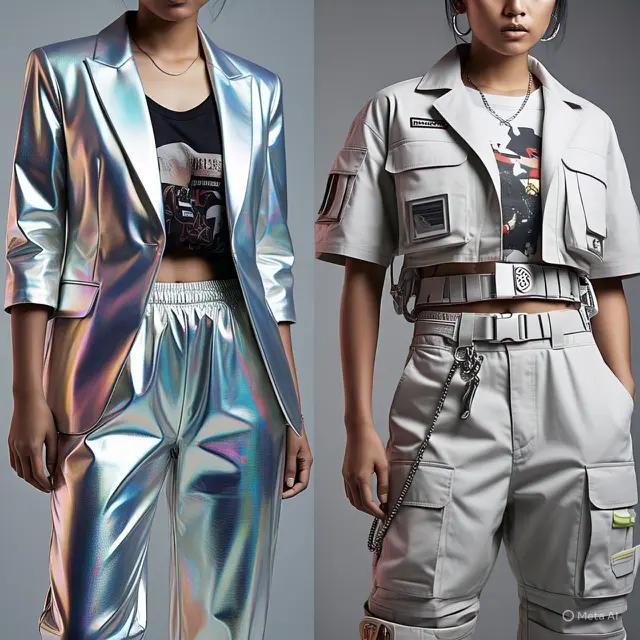 Monokrom Futuristik: Blazer Asimetris & Celana Kulot Glossy