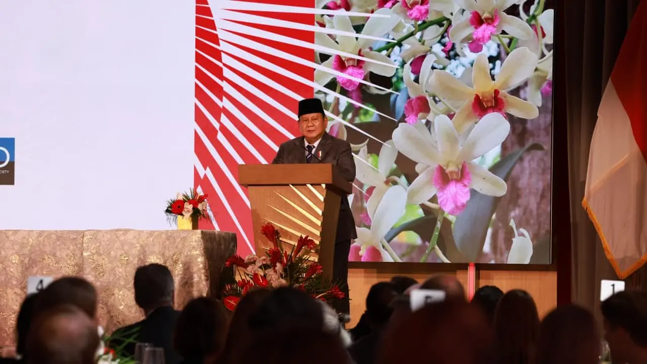 Presiden Prabowo Subianto dalam acara Business Summit yang digelar di US Chamber of Commerce, Washington DC, Rabu (18/2/2026). (Istimewa)