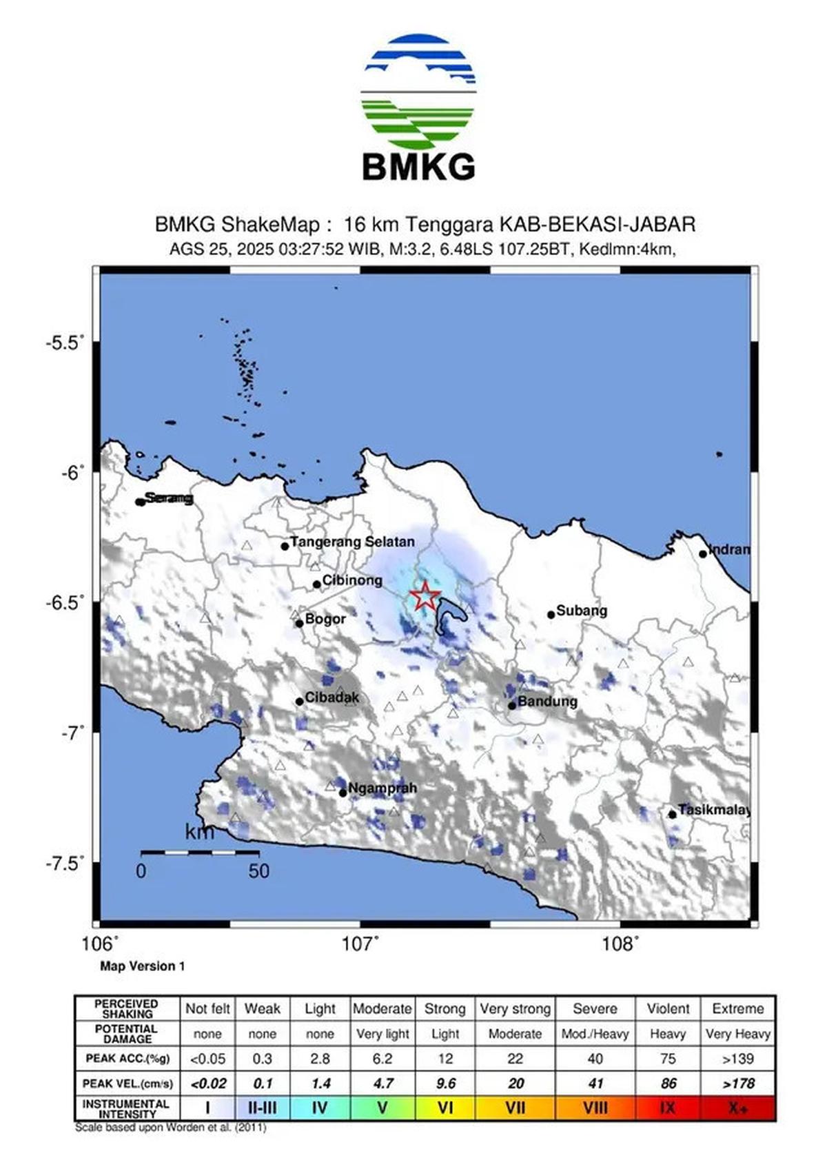 Gempa Bumi Magnitudo 3,2 kembali Guncang Kabupaten Bekasi Jelang Subuh