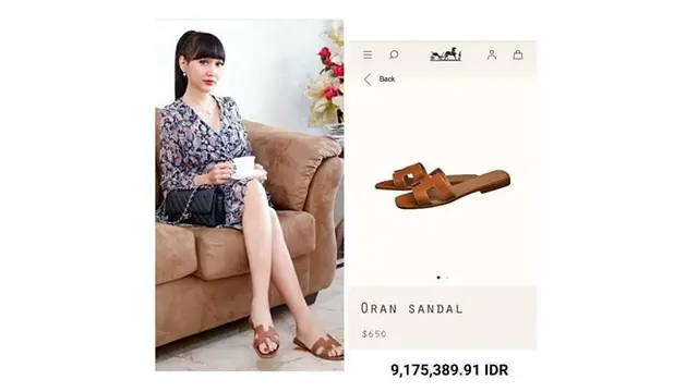 Sandal simpel berwarna coklat milik Lucinta Luna ini harganya mencapai Rp 9,1 juta.
