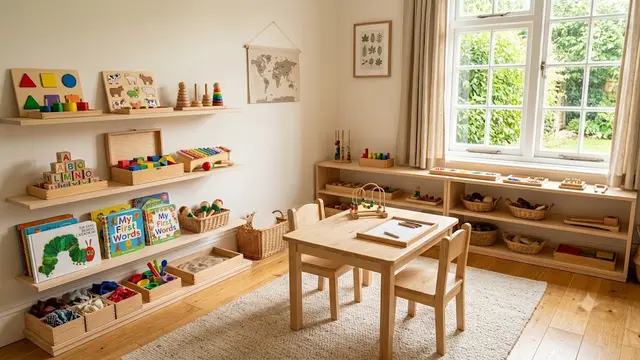 Area Bermain Montessori yang Rapi dan Fungsional