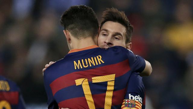 Munir El Haddadi sukses memborong dua gol kemenangan Barcelona atas Espanyol dalam leg kedua Copa del Rey di Power8 Stadium, Kamis (14/1/2016) dinihari WIB. Dengan hasil ini Barcelona memastikan melangkah ke Perempat Final dengan agregat 6-1.